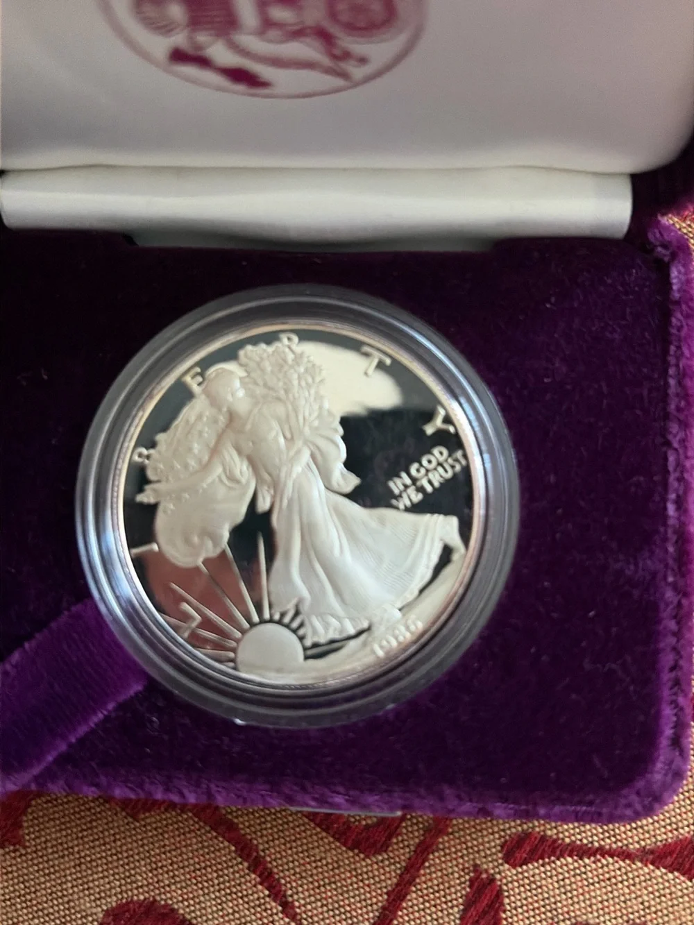 1986-S Proof American Silver Eagle 1 Oz .999 Fine Silver With Box
